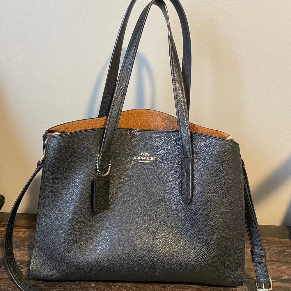 Coach Black Leather Tote Bag